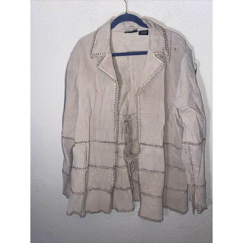 Outbrook Leather jacket western 1X 16W-18W Hippie country patchwork indie